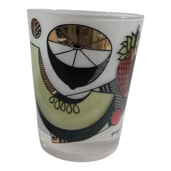 One Vtg MCM Georges Briard Fruit Ambrosia Frosted Rocks Old Fashioned Lowball - Picture 7 of 16